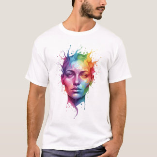 Camiseta Arte de rosto abstrato colorido design