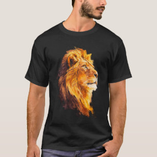 Camiseta Arte de Rosto de Leão Animal Gráfico Safari Africa
