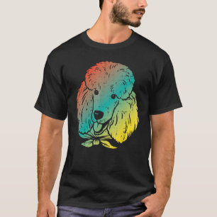 Camiseta Arte de Rosto de Poodle Colorido Animal Pet Cão Am