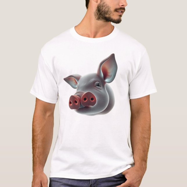 Camiseta Arte De Rosto De Suíno Flutuante (Frente)