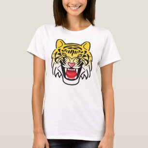 Camiseta Arte de Rosto de Tigre Sorridente-21876