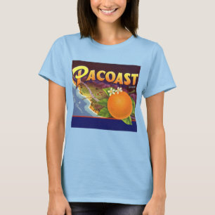 Camiseta Arte de rótulo de caixa de frutas vintage, laranja