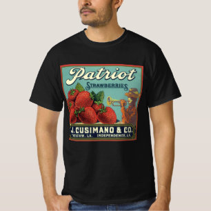 Camiseta Arte de rótulo de caixa de frutas vintage Patriot