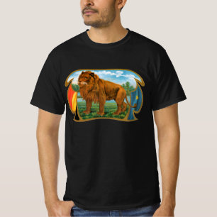 Camiseta Arte de rótulo de charuto vintage, Leão Africano n