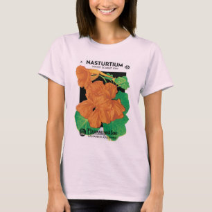 Camiseta Arte de rótulo de pacote de sementes vintage, flor