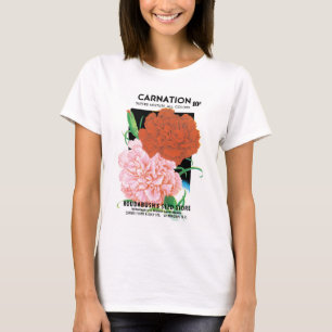 Camiseta Arte de rótulo de pacote de sementes vintage, flor