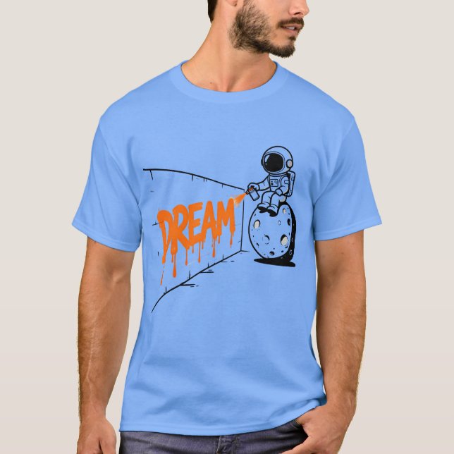 Camiseta Arte de Rua Astronauta Grafite de Sonho Design (Frente)