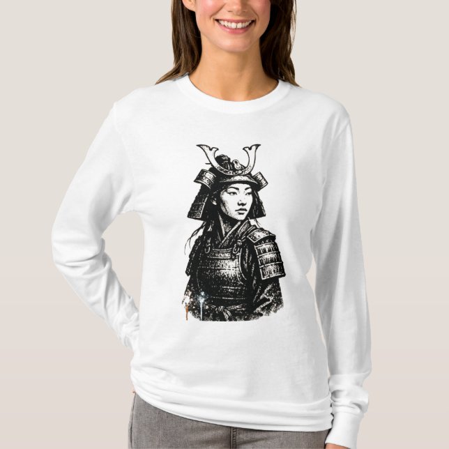 Camiseta Arte de rua da garota samurai (Frente)