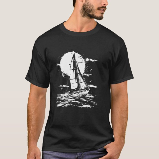 Camiseta Arte de Rua de Vela Catamarã Praia (Frente)