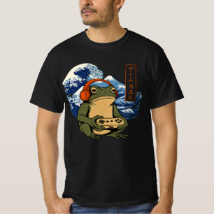 Camiseta Arte de Sapo Gamer Japonês Homens Mulheres Meninos