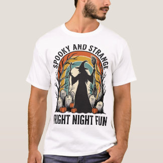 Camiseta Arte de Silhueta de Cemitério de Halloween Bruxa V