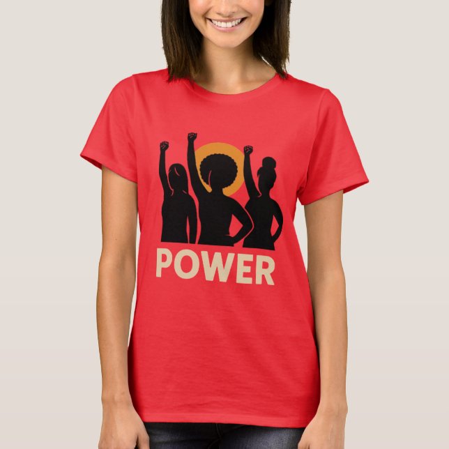 Camiseta Arte de Silhueta de Empoderamento – Poder Feminino (Frente)