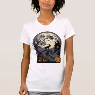 Camiseta Arte de Silhueta de Halloween Vintage de Cabra Ass