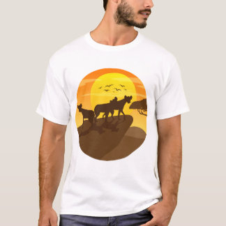 Camiseta Arte de Silhueta de Hiena Savana Floresta