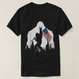 Camiseta Arte de Silhueta do Pé-Grande Patriótico
