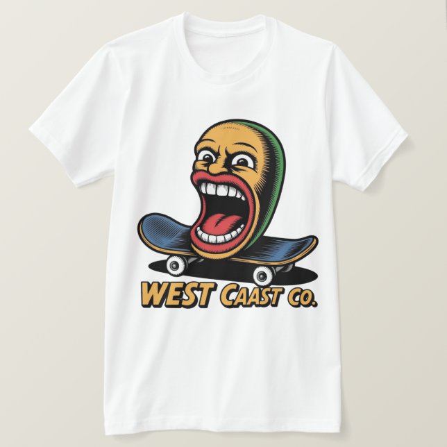 Camiseta Arte de Skate da Costa Oeste (Frente do Design)