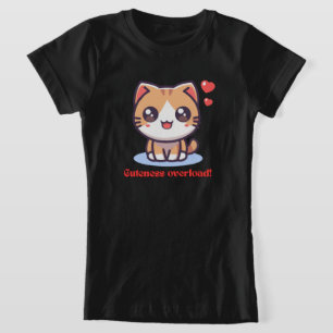 Camiseta Arte de Sobrecarga de Gato Kawaii