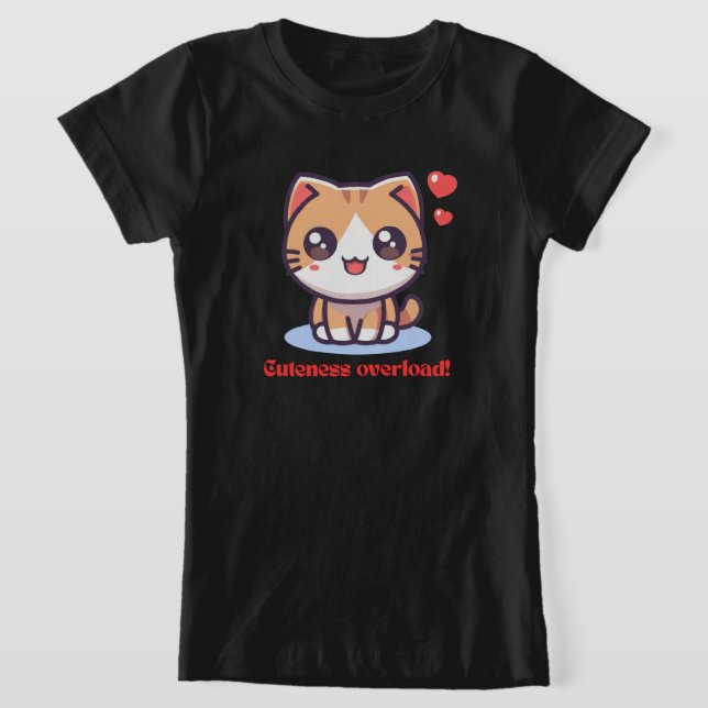 Camiseta Arte de Sobrecarga de Gato Kawaii (Postura )