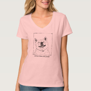 Camiseta arte de sorriso bonito engraçada do cão do