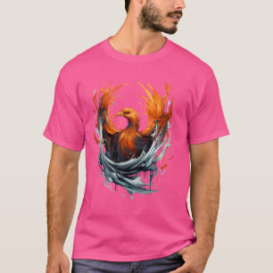 Camiseta Arte de Splash da Ave Mítica Fênix Ascendente Fêni