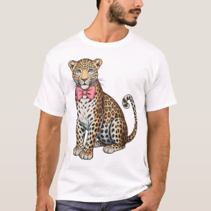 Camiseta Arte de Sublimação Feminina Laço Coquete Rosa Leop
