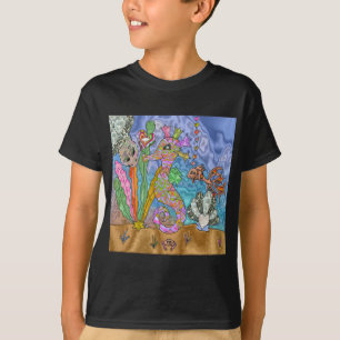 Camiseta Arte de Tartaruga Marinha Cavalo-Marinho Psicodéli