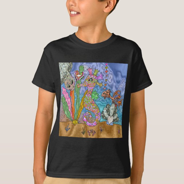 Camiseta Arte de Tartaruga Marinha Psicodélica (Frente)