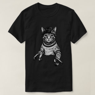 Camiseta Arte de Tatuagem de Gato Gangster Kitty Legal de
