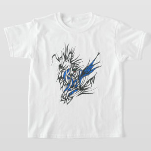 Camiseta Arte de Tatuagem Tribal Abstrata Colorida de Pavão