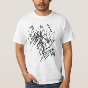 Camiseta Arte de Tatuagem Tribal Abstrata Preta e Branca em