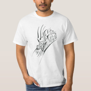 Camiseta Arte de Tatuagem Tribal Abstrata Preta e Branca Fa