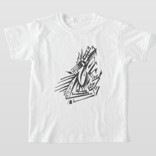 Camiseta Arte de Tatuagem Tribal Abstrata Preta e Branca Oc