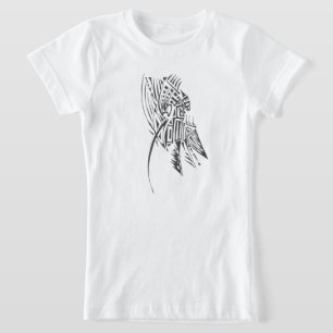 Camiseta Arte de Tatuagem Tribal Abstrata Preto Branco