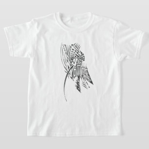 Camiseta Arte de Tatuagem Tribal Abstrata Preto Branco