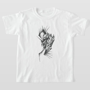 Camiseta Arte de Tatuagem Tribal Abstrata Preto e Branco