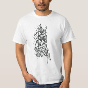 Camiseta Arte de Tatuagem Tribal Abstrata Preto e Branco Ca