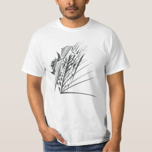 Camiseta Arte de Tatuagem Tribal Abstrata Preto e Branco do