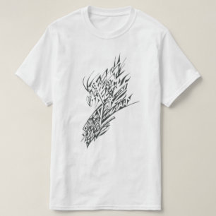 Camiseta Arte de Tatuagem Tribal Abstrata Preto e Branco Z