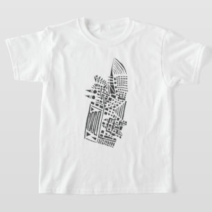 Camiseta Arte de Tatuagem Tribal Abstrato Preto Branco