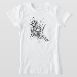 Camiseta Arte de Tatuagem Tribal Abstrato Preto Branco