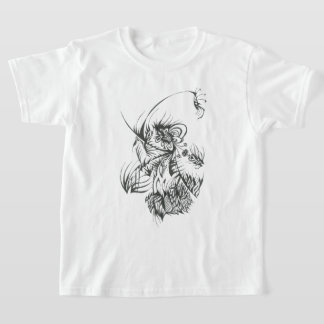 Camiseta Arte de Tatuagem Tribal Abstrato Preto Branco Abel