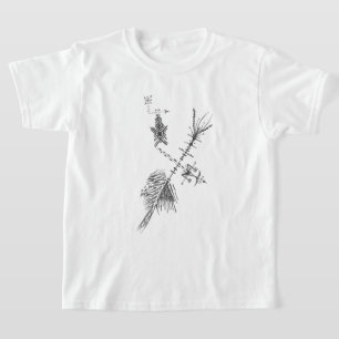 Camiseta Arte de Tatuagem Tribal Abstrato Preto e Branco