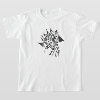Camiseta Arte de Tatuagem Tribal Abstrato Preto e Branco