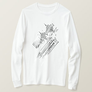 Camiseta Arte de Tatuagem Tribal Abstrato Preto e Branco Fl