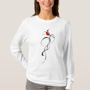 Camiseta Arte de Tatuagem Tribal Surrealista Rosa Vermelha 