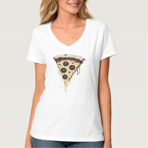 Camiseta Arte de Tatuagem Vintage Pizza Derretida Gráfica S