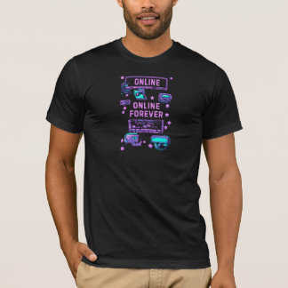 Camiseta Arte de Tecnologia Pixel Retro Online para Sempre