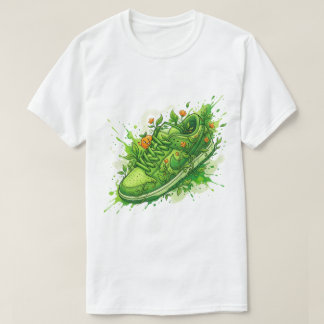 Camiseta Arte de Ténis Floral Verde