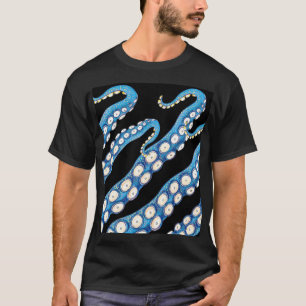 Camiseta Arte de Tentáculos de Octopus Kraken Azul
