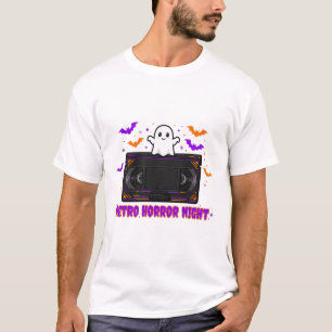 Camiseta Arte de Terror Halloween Vintage VHS Fantasma Retr
